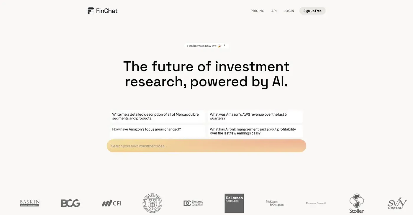 Screenshot of FinChat AI