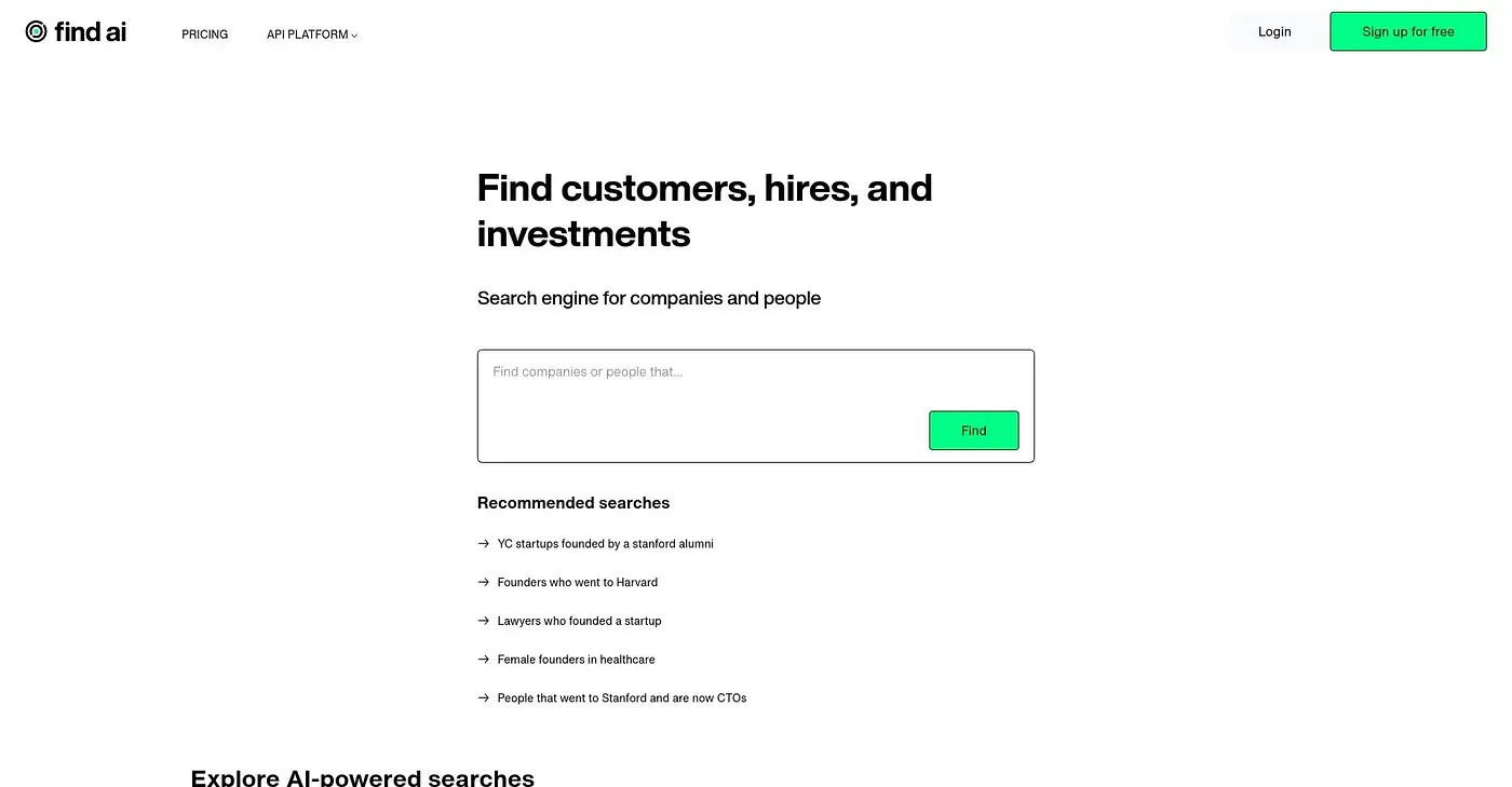 Screenshot of Find AI