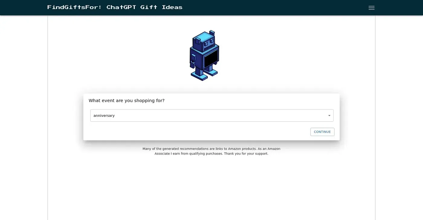 Screenshot of Find Gifts For