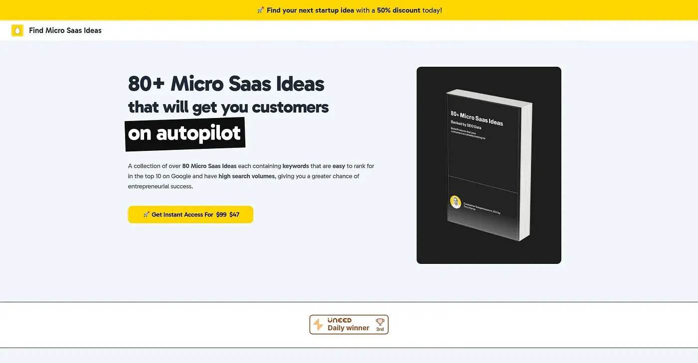 Screenshot of FindMicroSaaSIdeas