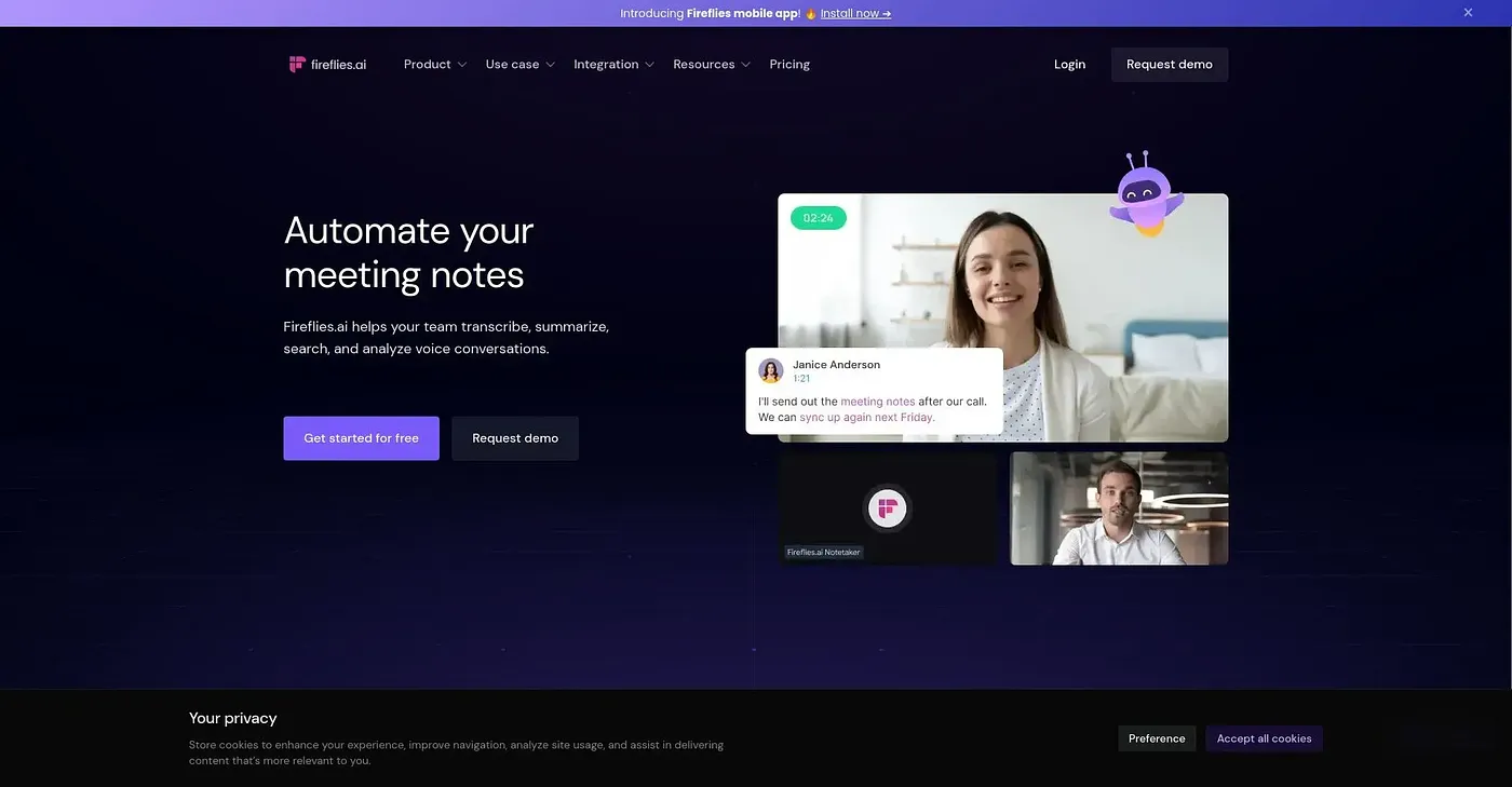 Screenshot of Fireflies AI