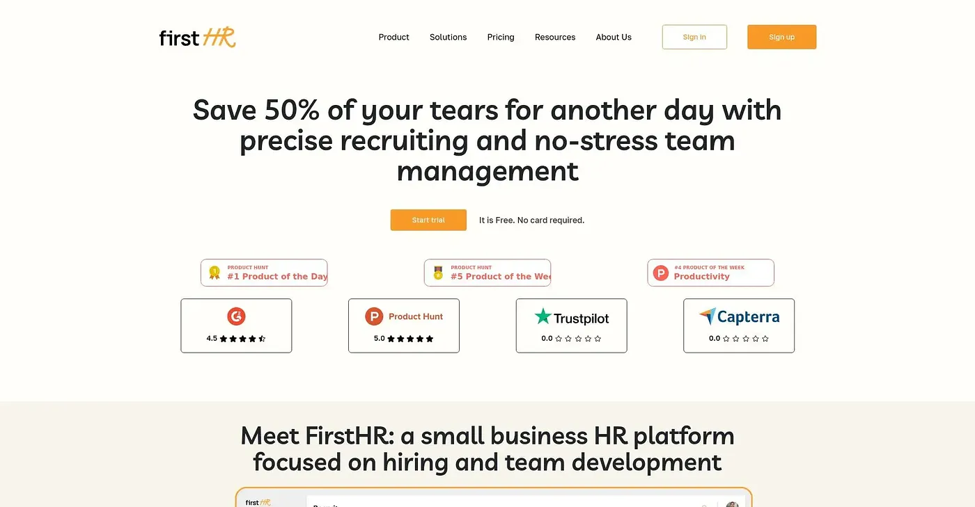 Screenshot of FirstHR