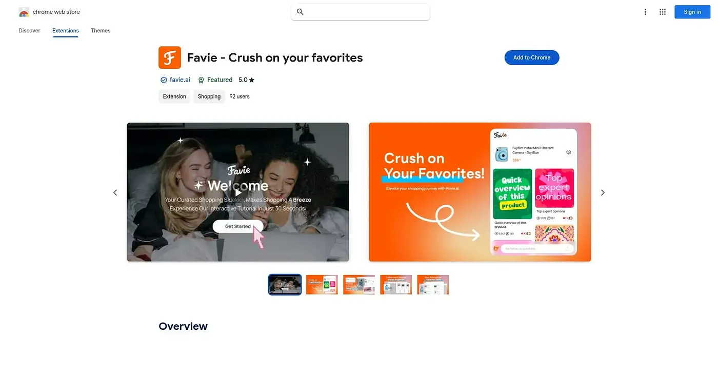 Screenshot of Favie Crush On Your Favor Chrome Extension