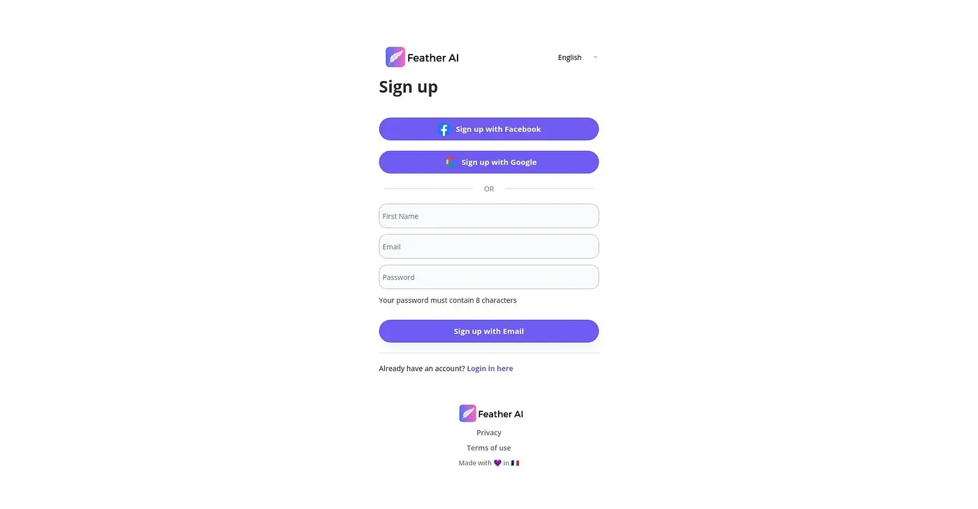Screenshot of Feather AI
