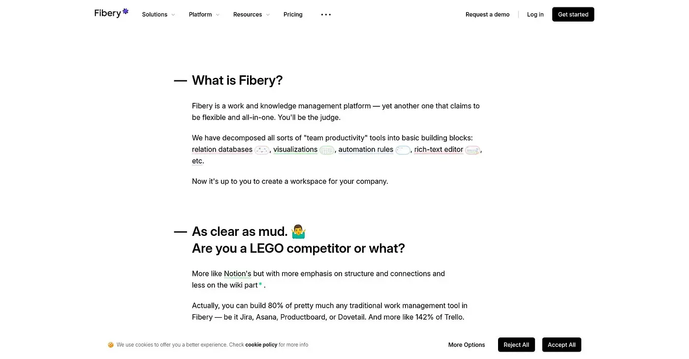 Screenshot of Fibery