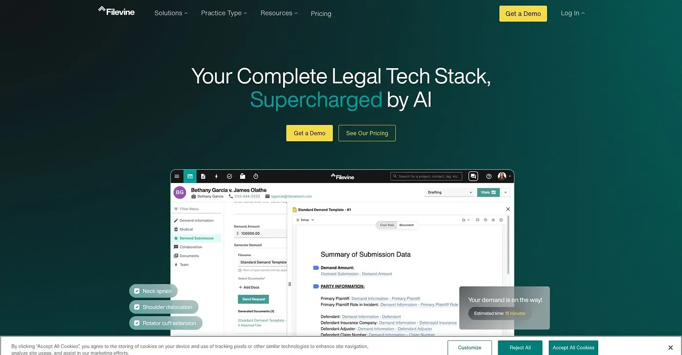 Screenshot of Filevine