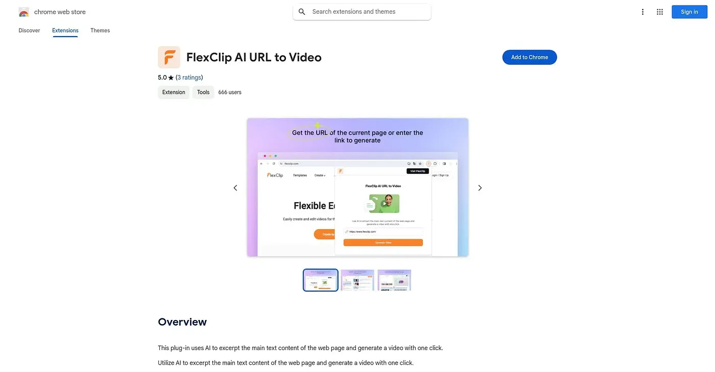 Screenshot of FlexClip AI URL to Video