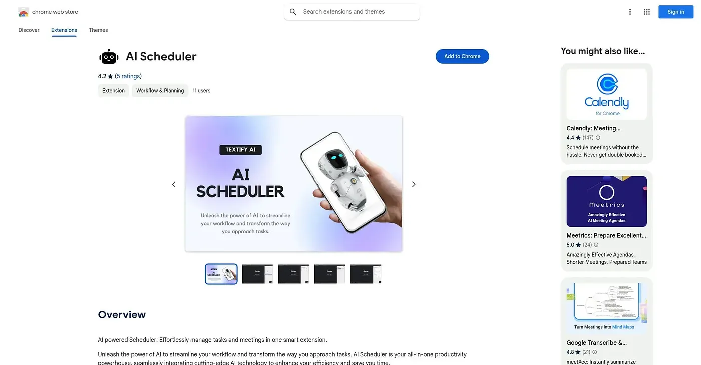 Screenshot of AI Scheduler Extension