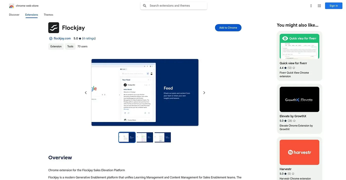 Screenshot of Flockjay Chrome Extension