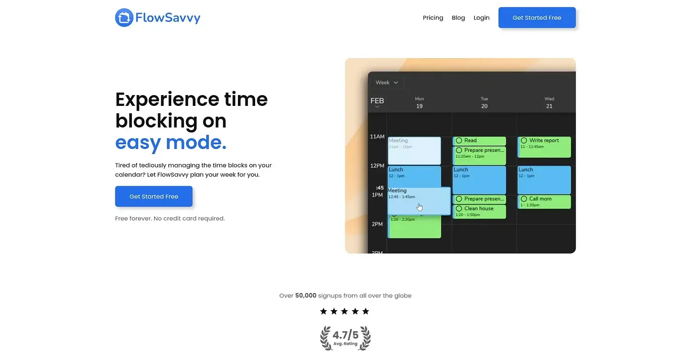 Screenshot of FlowSavvy