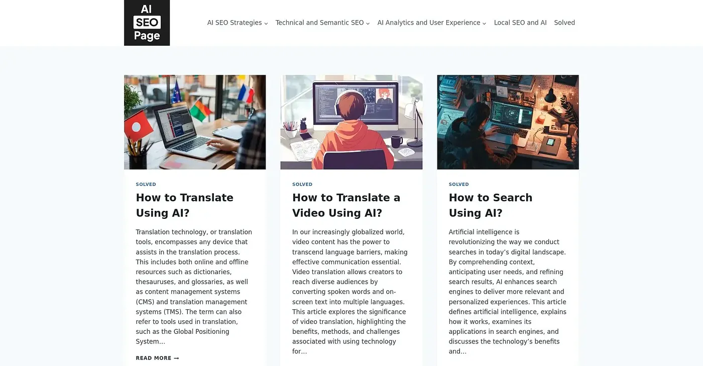 Screenshot of AI SEO Page