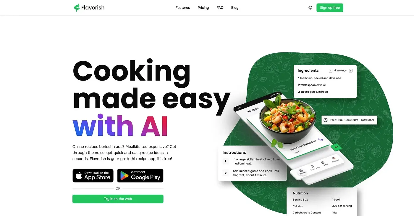 Screenshot of Flavorish AI