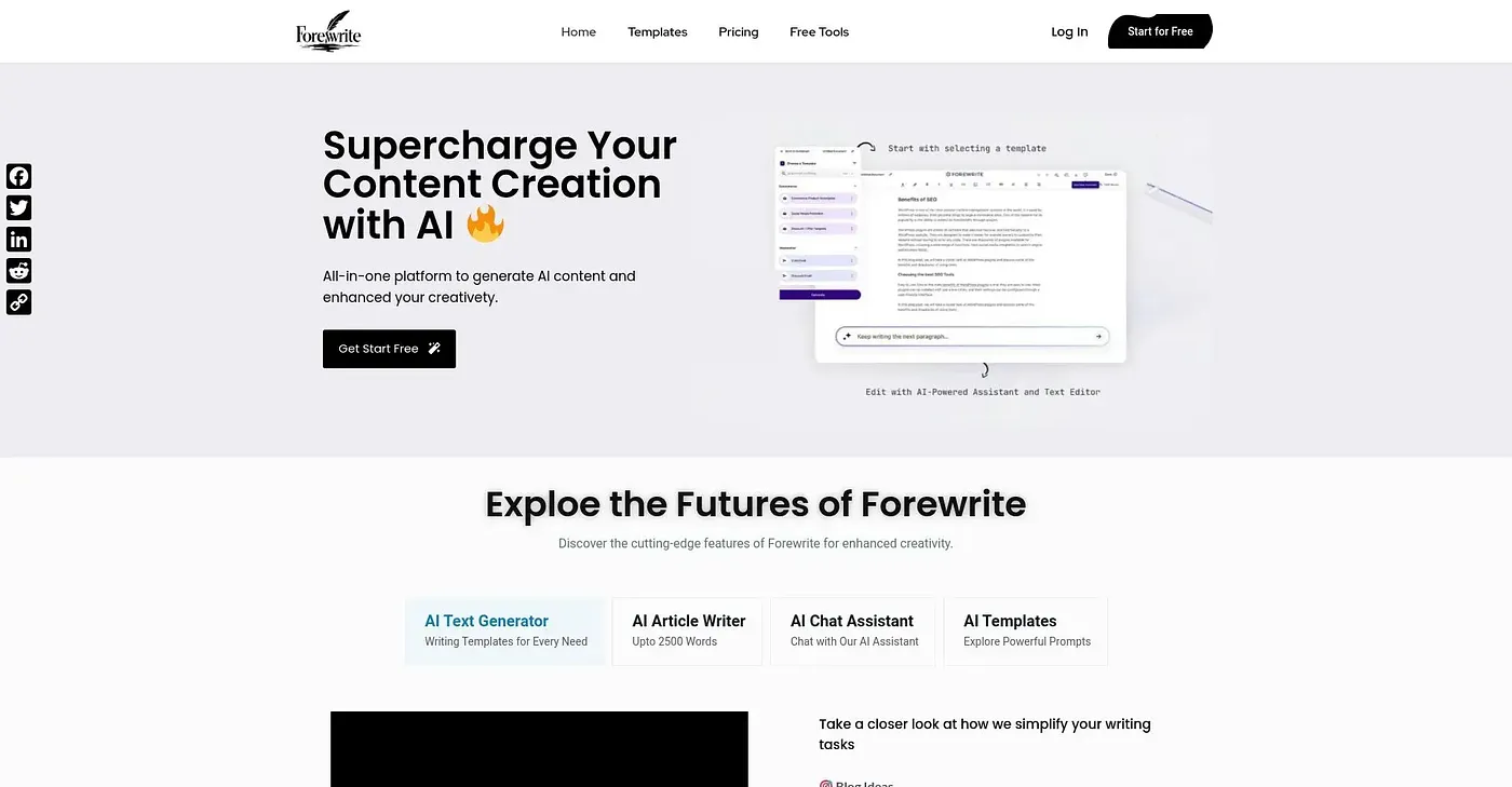 Screenshot of Forewrite