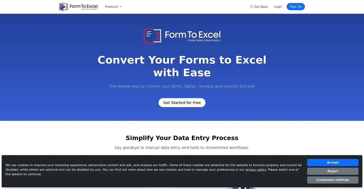 Screenshot of Form To Excel