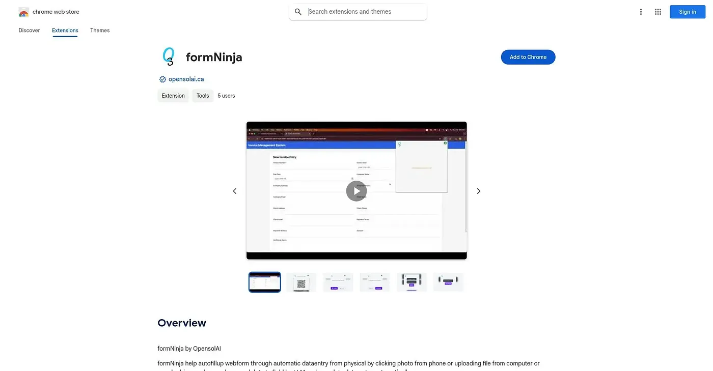 Screenshot of FormNinja Chrome Extension