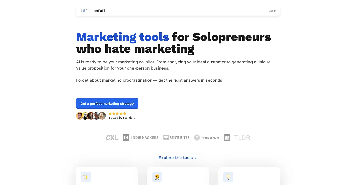 Screenshot of FounderPal