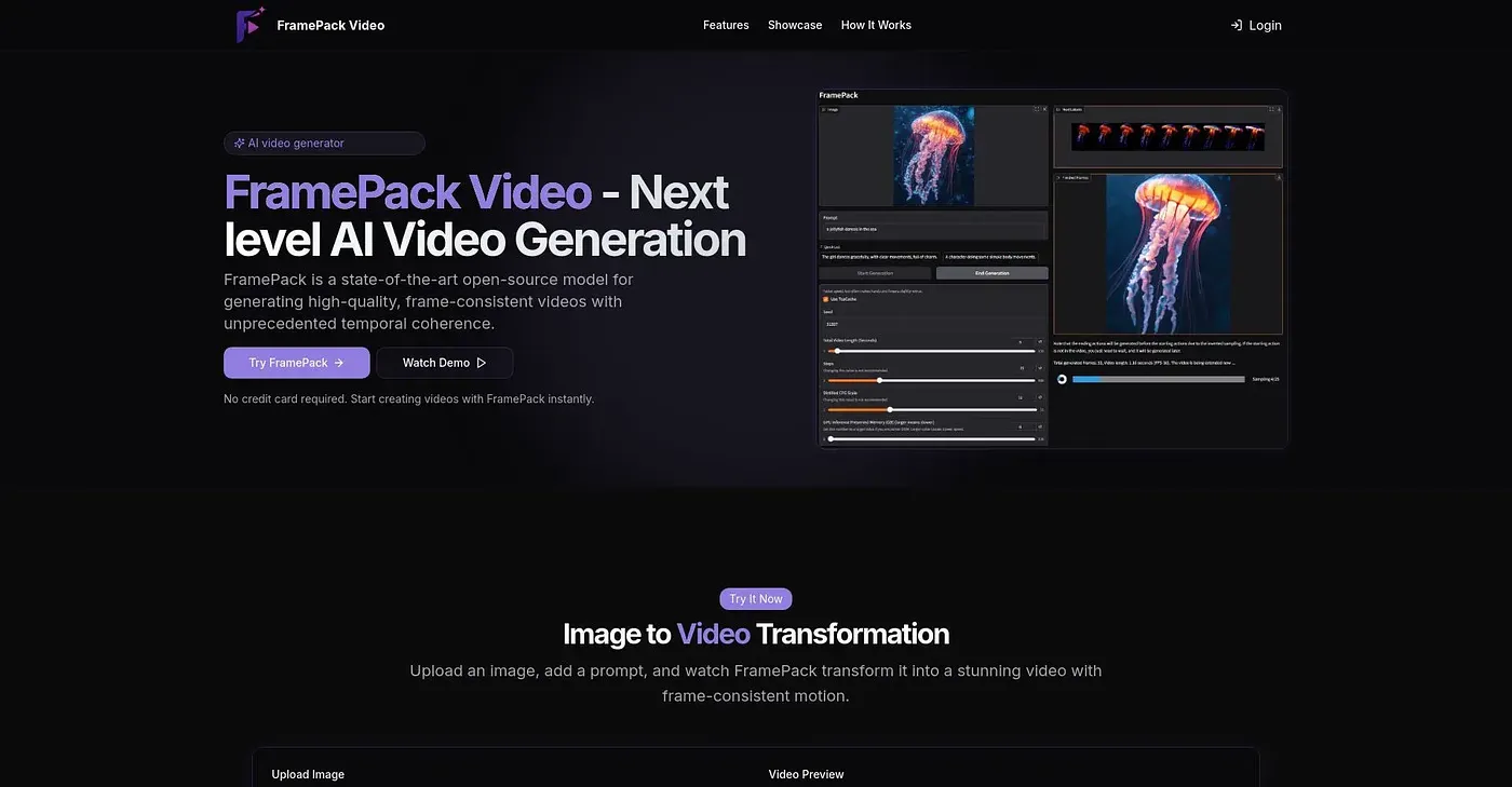 Screenshot of FramePack Video