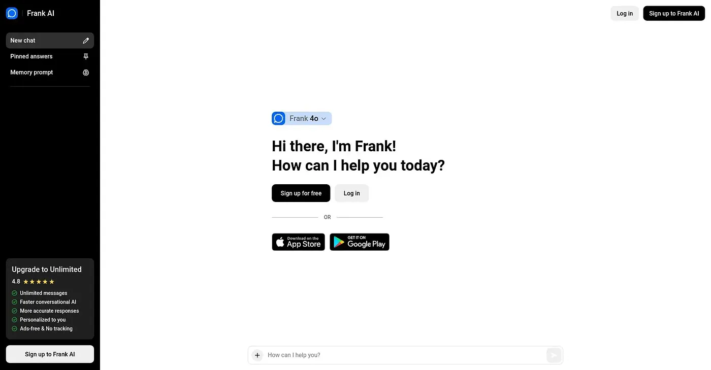 Screenshot of Franks AI
