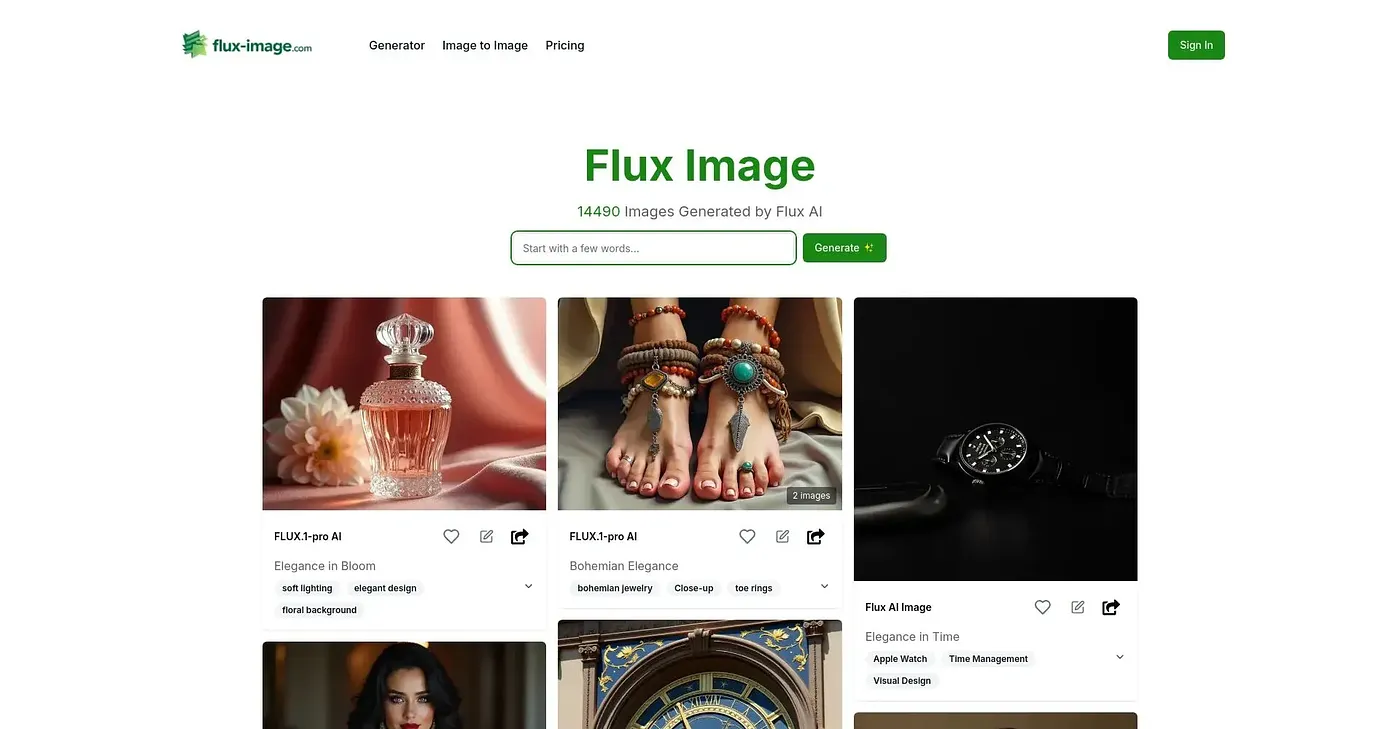 Screenshot of Flux AI Image Generator