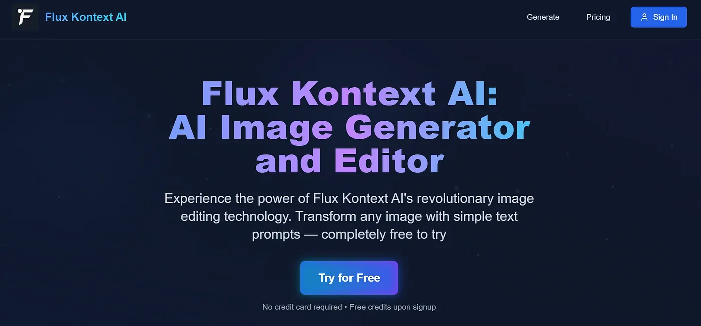 Screenshot of Flux Kontext AI