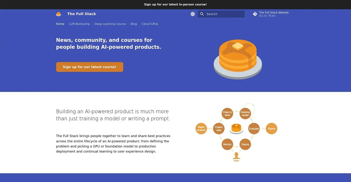 Screenshot of Fullstack Deep Learning