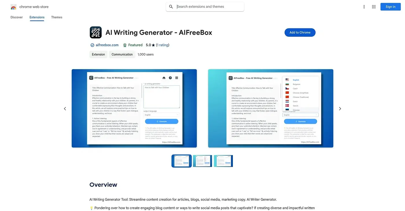 Screenshot of Free Best AI Writing Gene