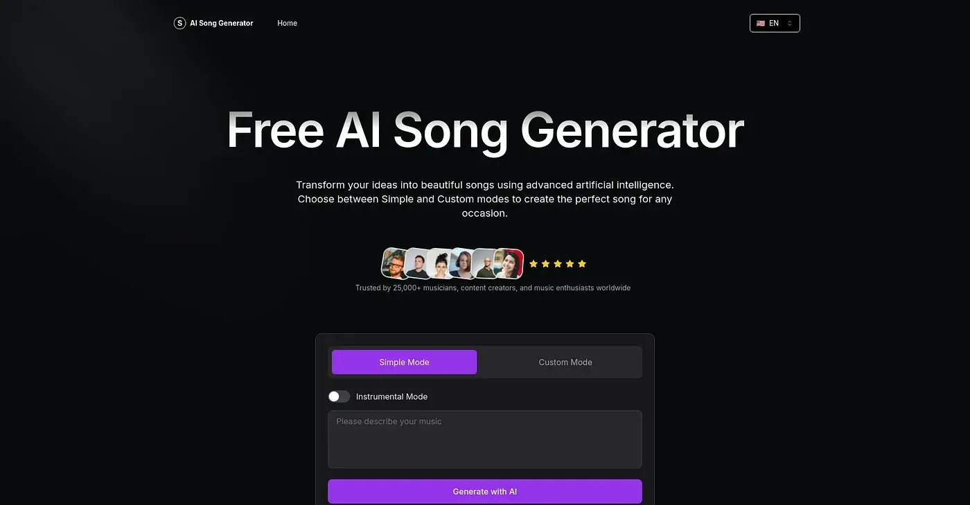 Screenshot of AI Song Generator