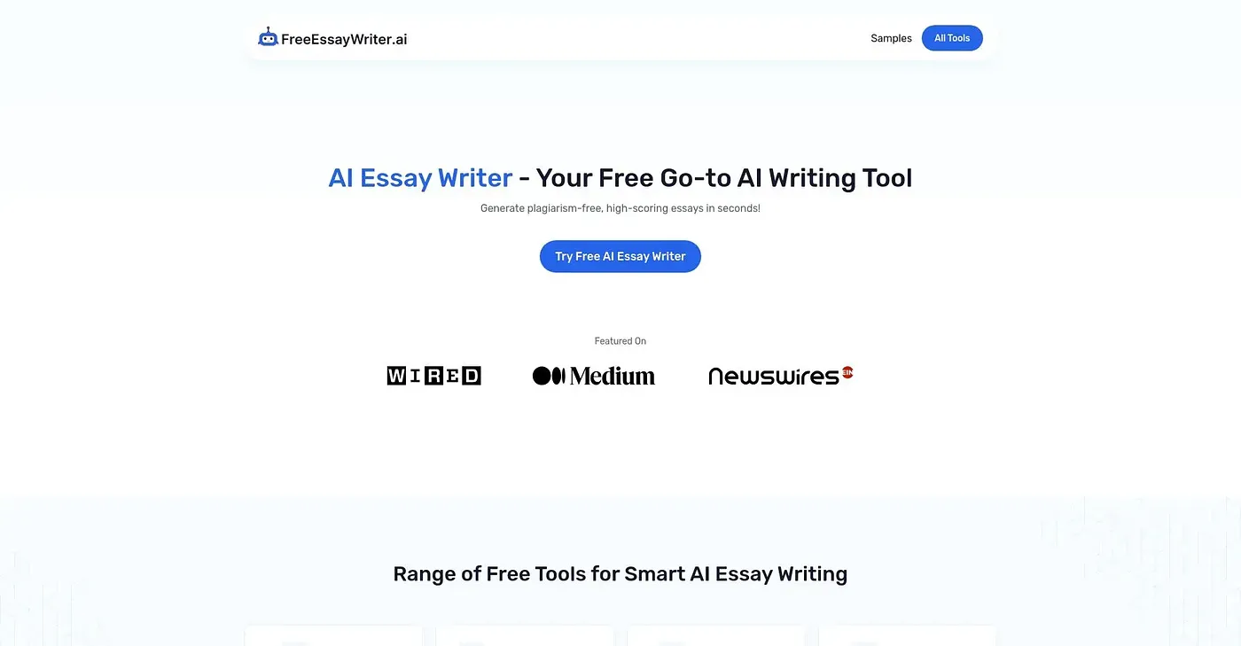 Screenshot of Free Essay Writer AI