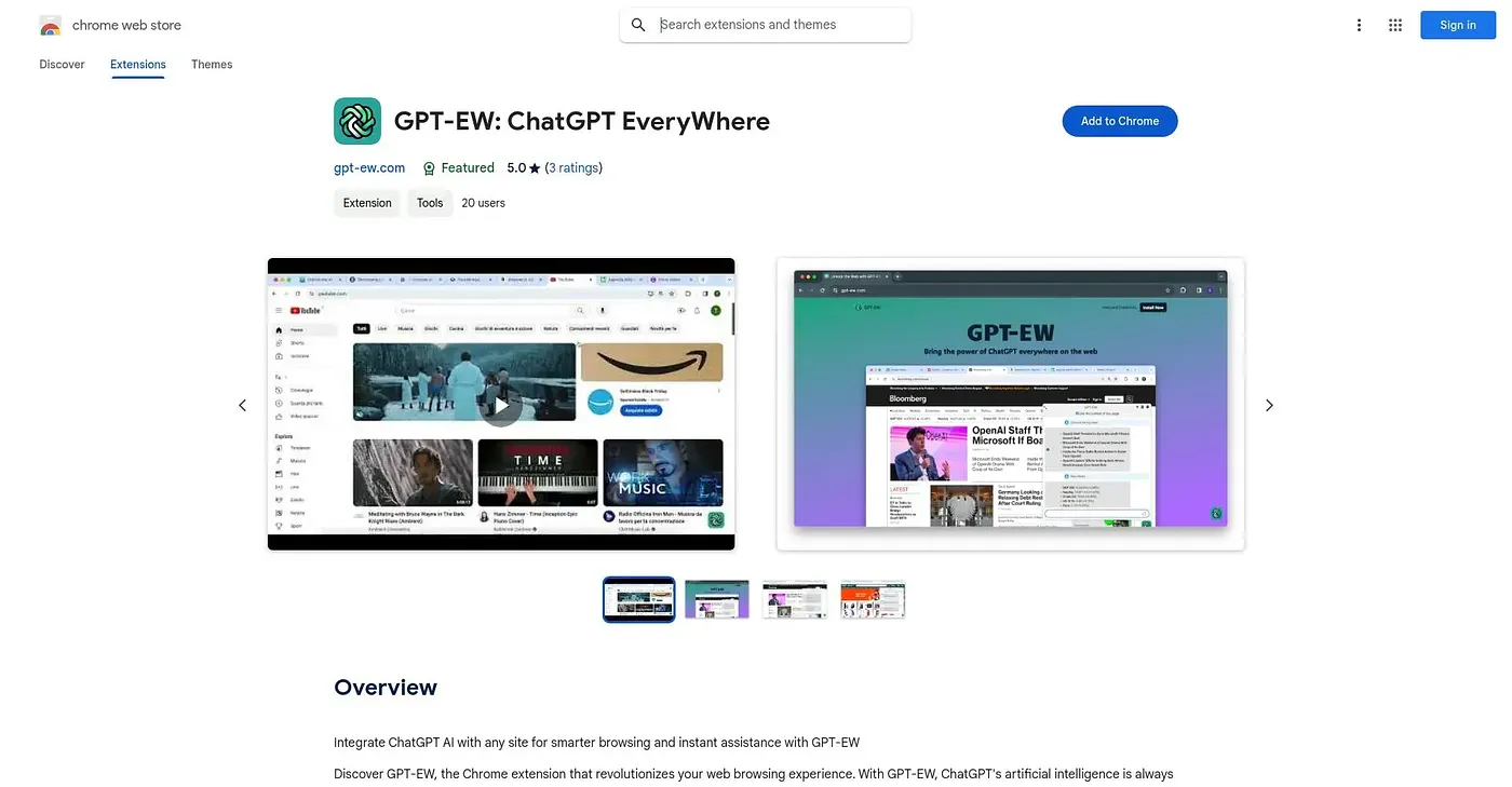 Screenshot of GPT-EW Chrome Extension