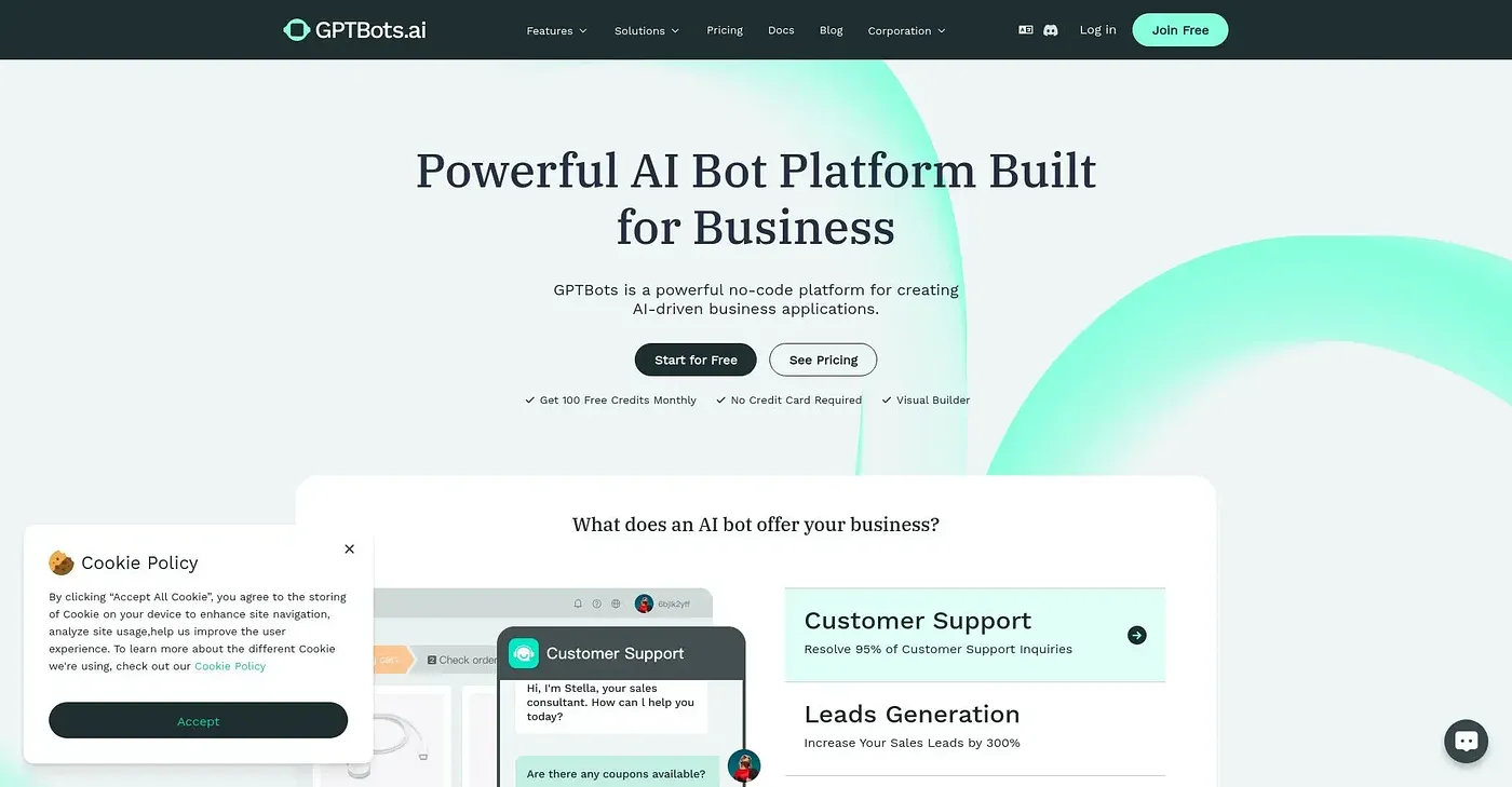 Screenshot of GPTBots.ai