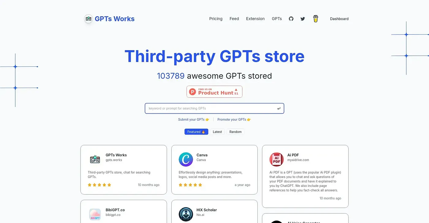 Screenshot of GPTs Works