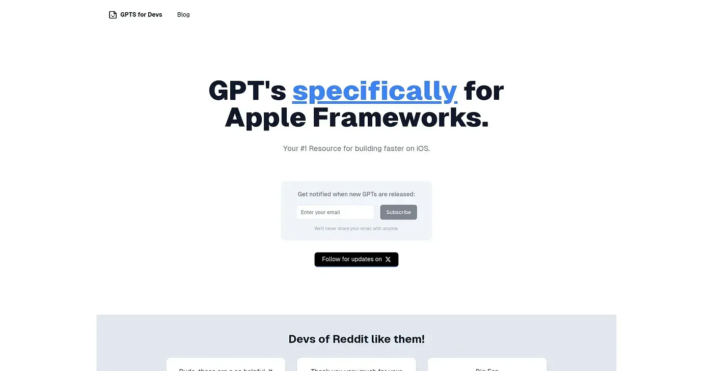 Screenshot of GPTs for iOS Development
