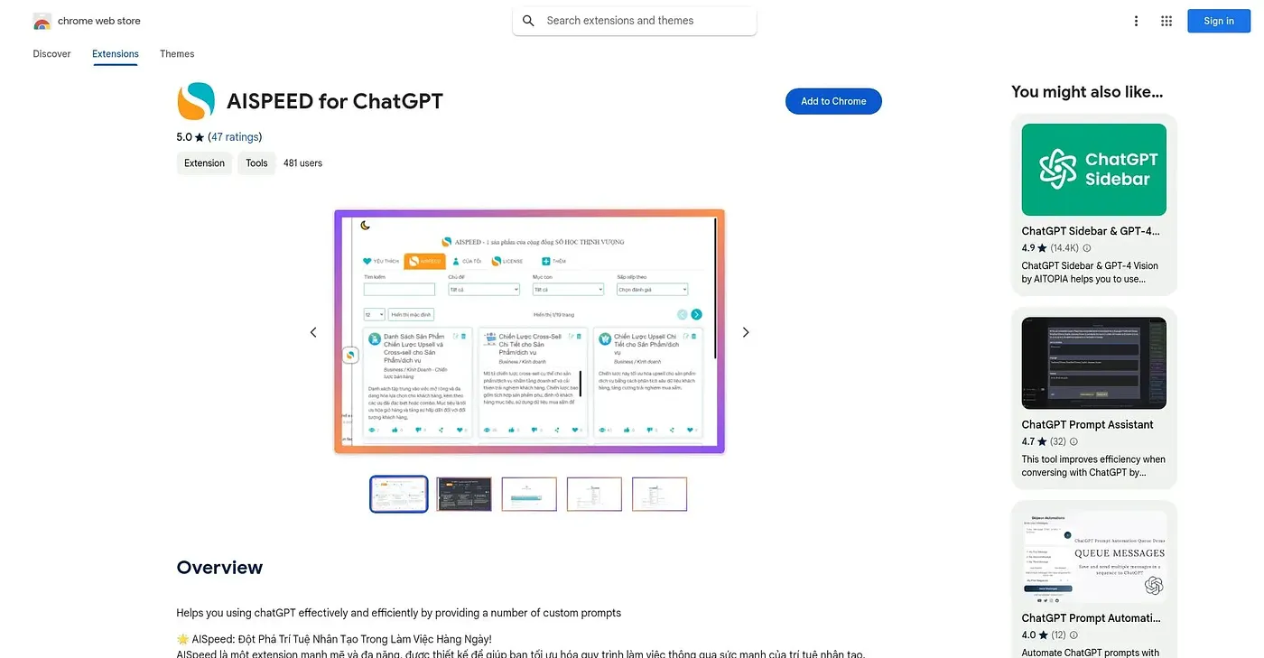 Screenshot of AI Speed For ChatGPT - Chrome Extension