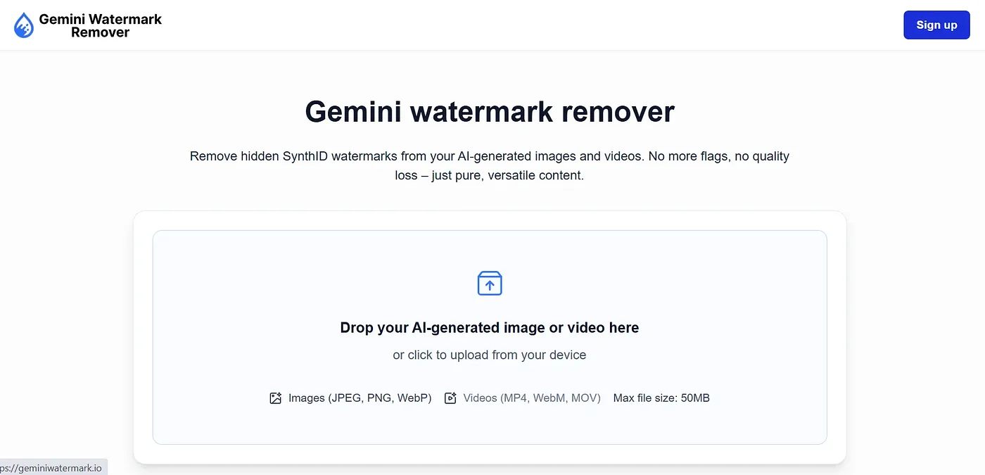 Screenshot of Gemini Watermark Remover