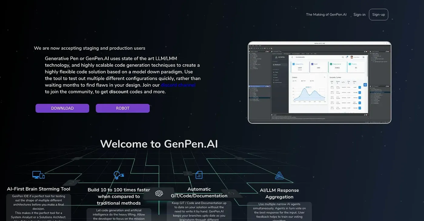 Screenshot of GenPen.AI