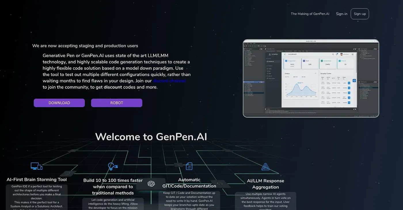 Screenshot of GenPen.AI