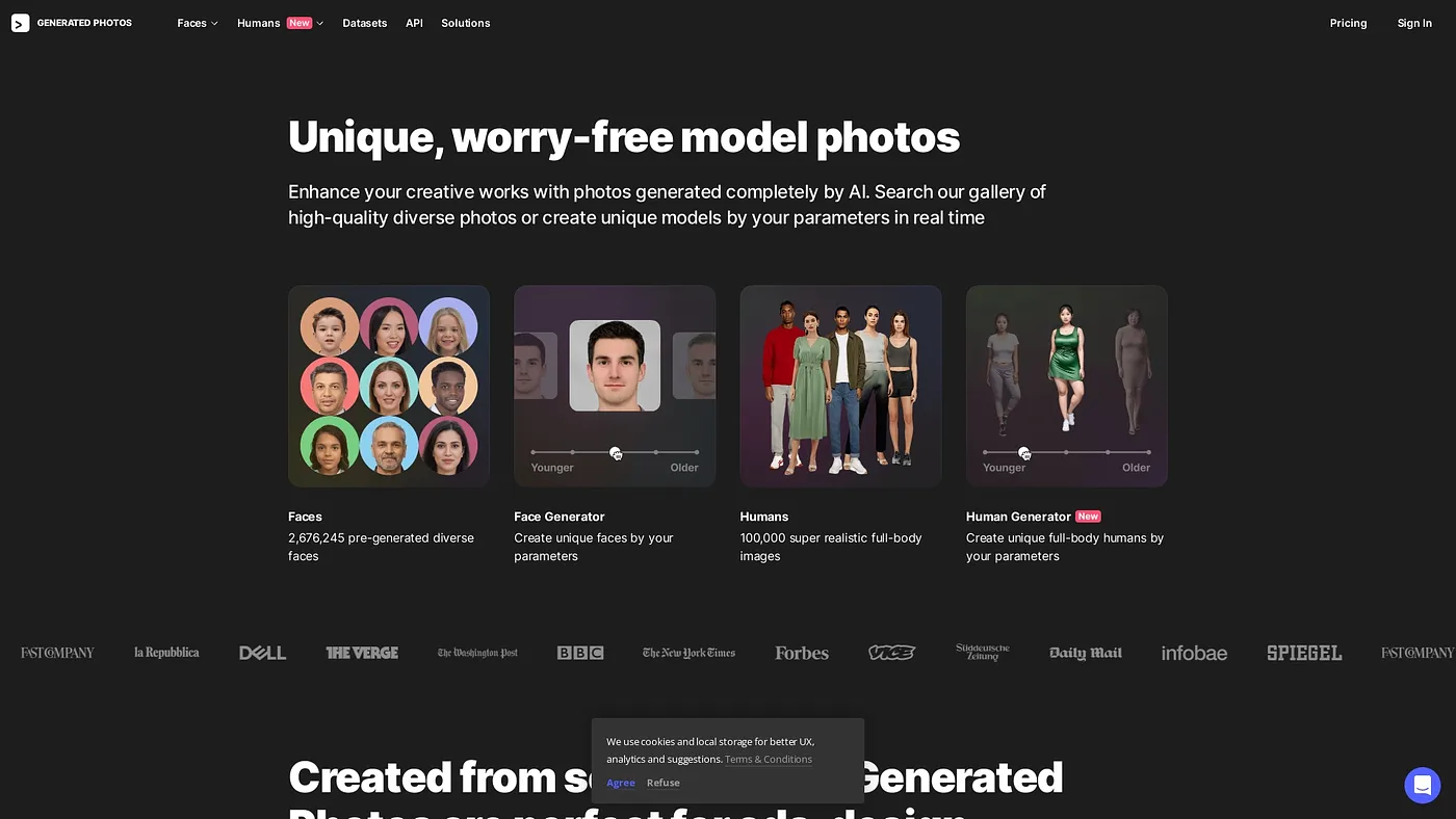 Screenshot of Generated Photos