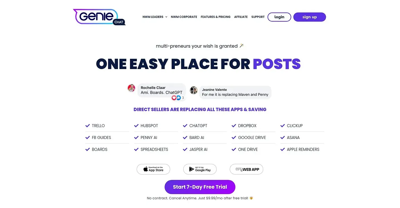 Screenshot of Genie Chat