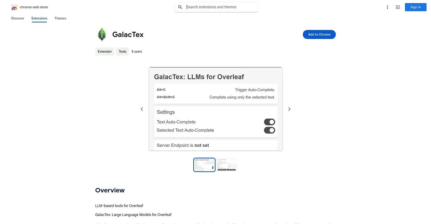 Screenshot of Galactex Chrome Extension