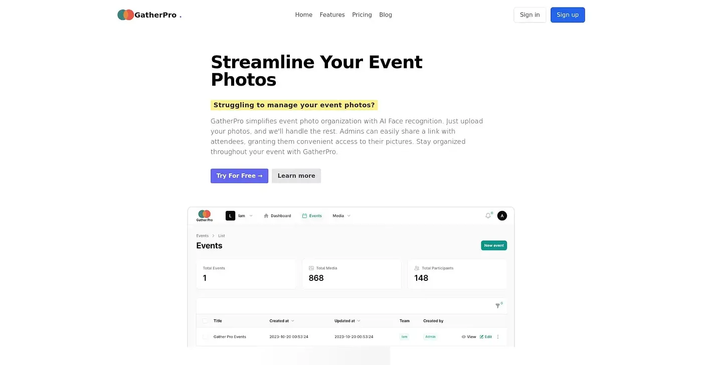 Screenshot of GatherPro