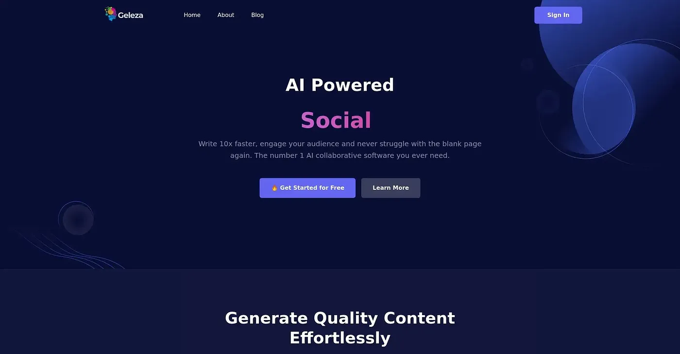 Screenshot of Geleza AI
