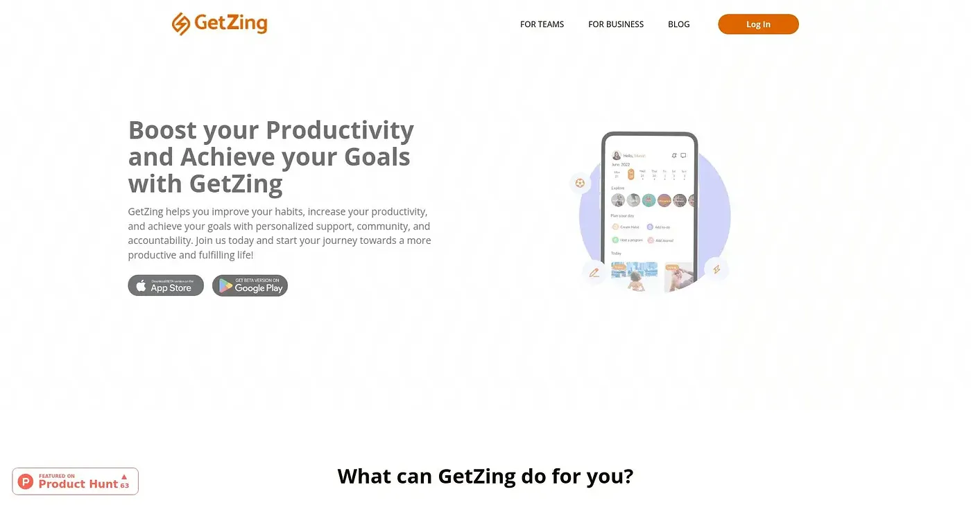 Screenshot of GetZing