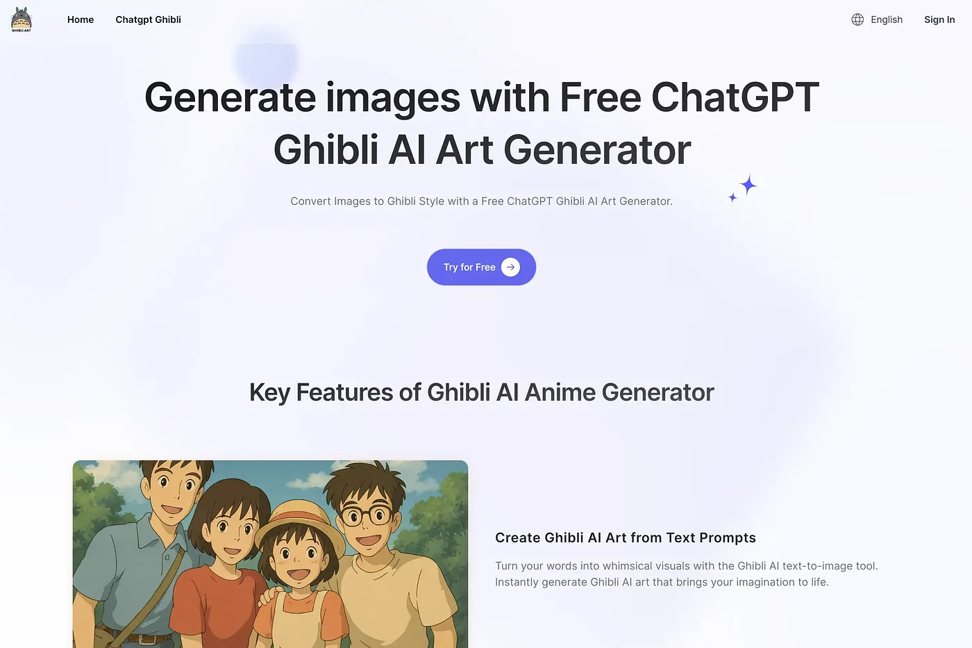 Screenshot of Ghibli Art AI