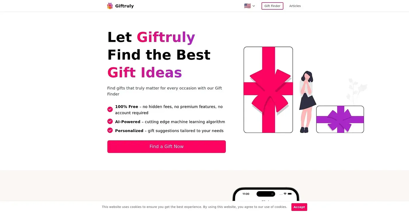 Screenshot of Gift Truly