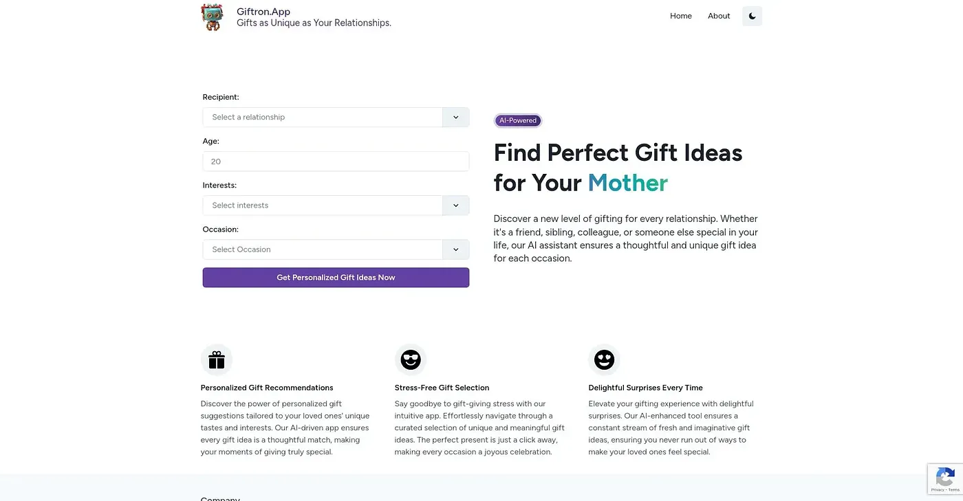 Screenshot of Giftron