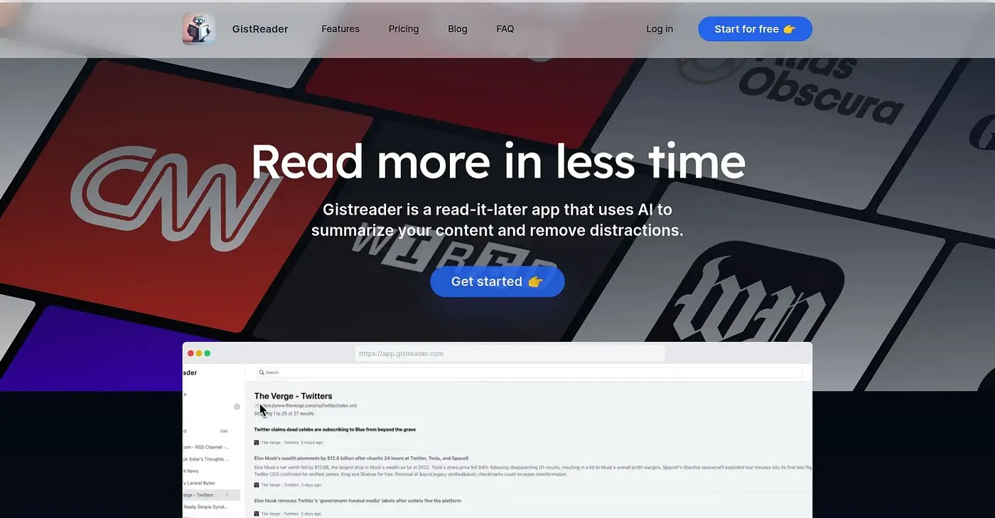 Screenshot of GistReader