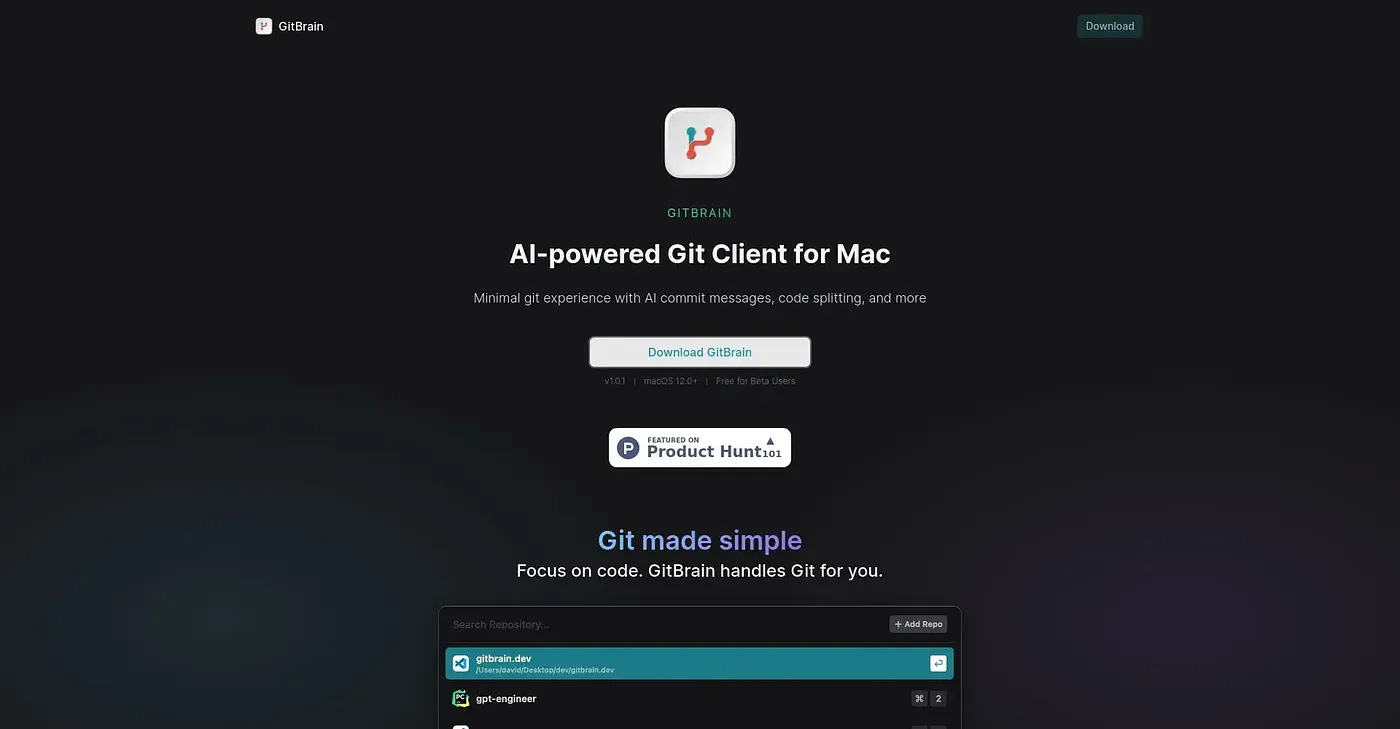 Screenshot of GitBrain