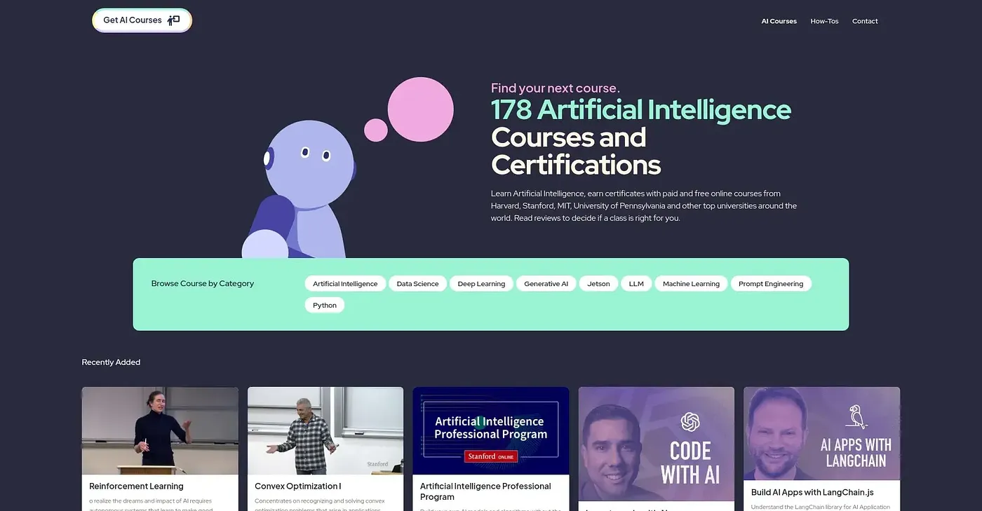 Screenshot of Get AI Courses
