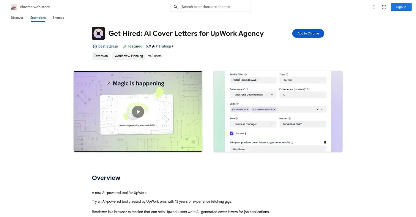 Screenshot of Get Hired AI Cover Letter