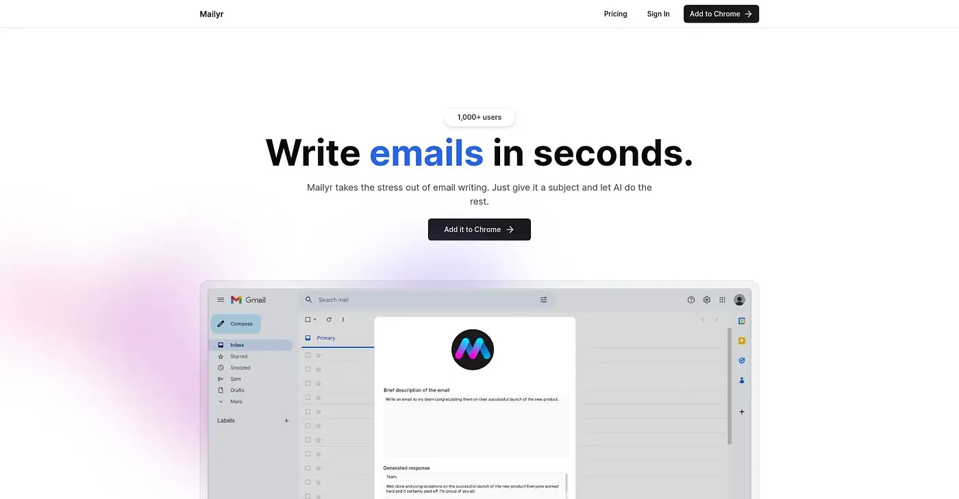 Screenshot of Get Mailyr